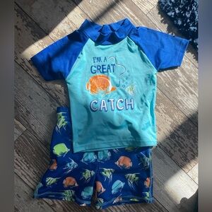 Boys Swim trunks and rashguard size 4T